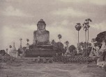 This colossal figure of Gautama represents the most popular Burmese form of the historical Buddha